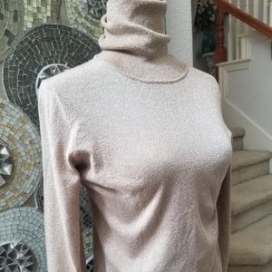 Talbots Gold Sparkle Turtleneck Sweater